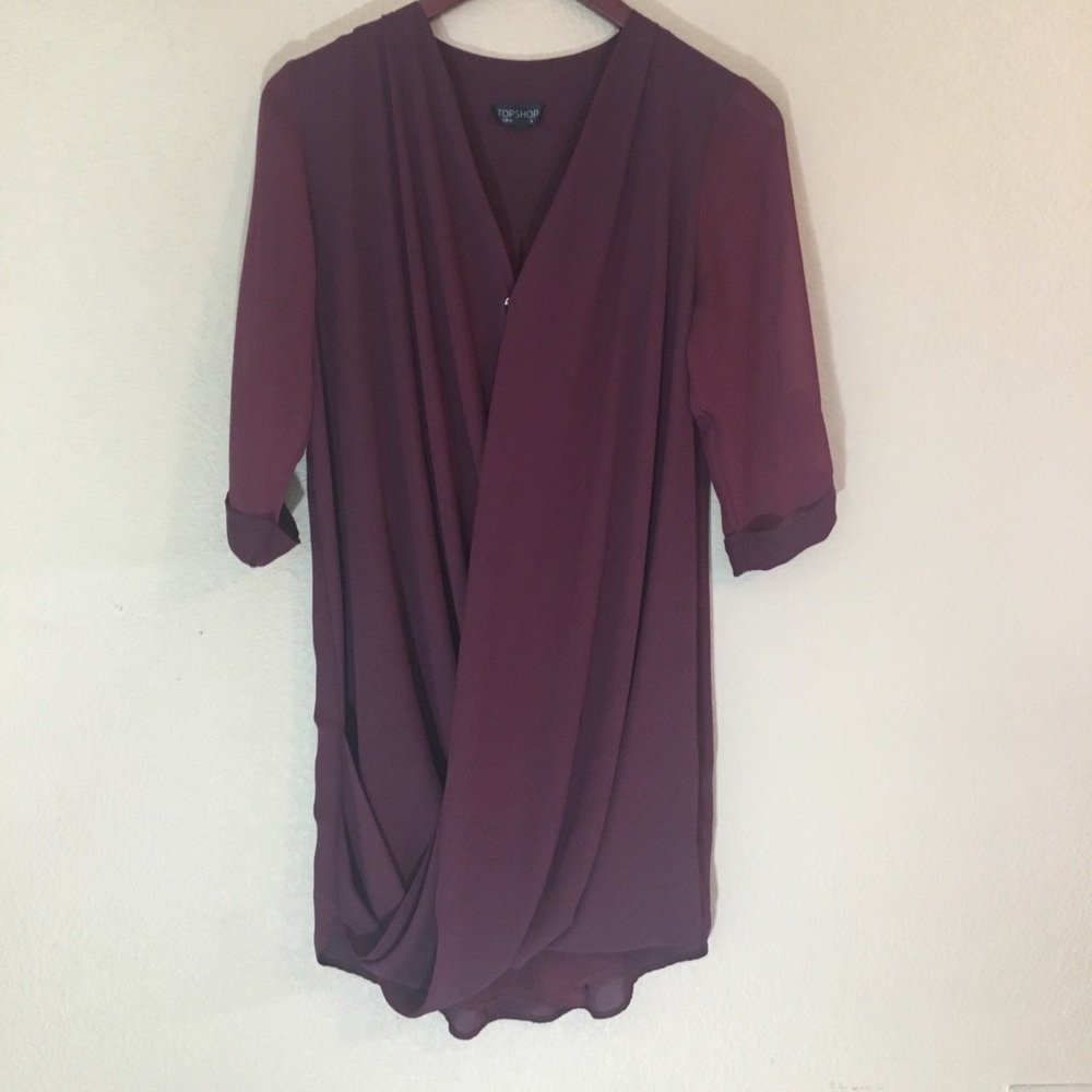 Topshop size 2 maroon wrap type shirt dress EUC